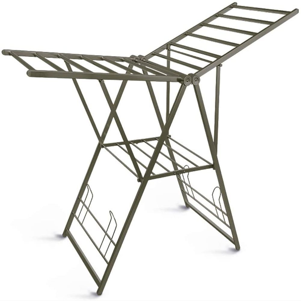LJYT Folding Drying Rack, Multifunctional Clothes Display Rack, Aluminum Alloy, Bearing 220 pounds (Color : A, Size : Small)