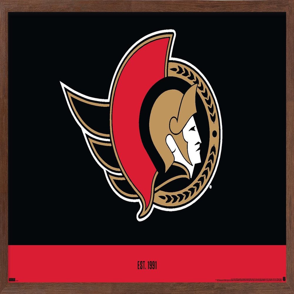 Trends International NHL Ottawa Senators - Logo 21 Wall Poster, 22.375" x 34", Mahogany Framed Version