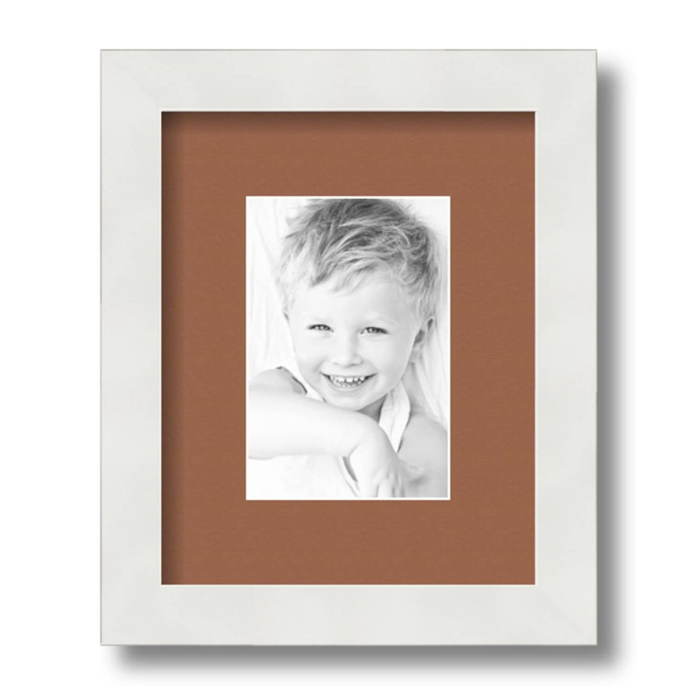 ArtToFrames 4x6 inch Satin White Frame Picture Frame with 2 Inch Single Paloma Mat, SingleMat-FRBW26074-4x6-771