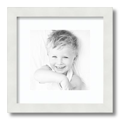 ArtToFrames 8x8 inch Satin White Frame Picture Frame with 2 Inch Single Super White Mat, SingleMat-FRBW26074-8x8-61