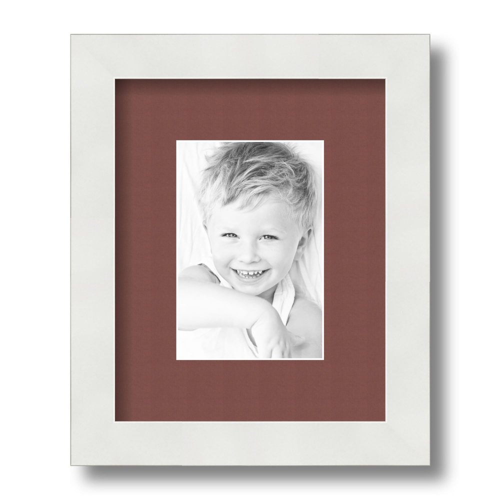 ArtToFrames 4x6 inch Satin White Frame Picture Frame with 2 Inch Single Brique Mat, SingleMat-FRBW26074-4x6-760