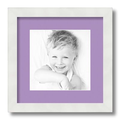 ArtToFrames 8x8 inch Satin White Frame Picture Frame with 2 Inch Single Lavender Mist Mat, SingleMat-FRBW26074-8x8-805