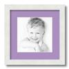ArtToFrames 8x8 inch Satin White Frame Picture Frame with 2 Inch Single Lavender Mist Mat, SingleMat-FRBW26074-8x8-805 view 1