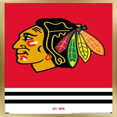 Trends International NHL Chicago Blackhawks - Logo 21 Wall Poster, 22.375" x 34", Gold Framed Version