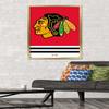 Trends International NHL Chicago Blackhawks - Logo 21 Wall Poster, 22.375" x 34", Gold Framed Version view 2