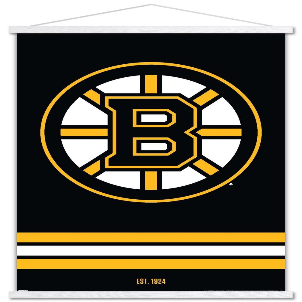 Trends International NHL Boston Bruins - Logo 21 Wall Poster, 22.375" x 34", Premium Print and White Hanger Bundle