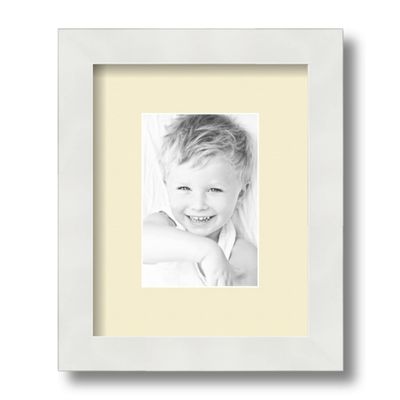 ArtToFrames 4x6 inch Satin White Frame Picture Frame with 2 Inch Single Oyster Mat, SingleMat-FRBW26074-4x6-791