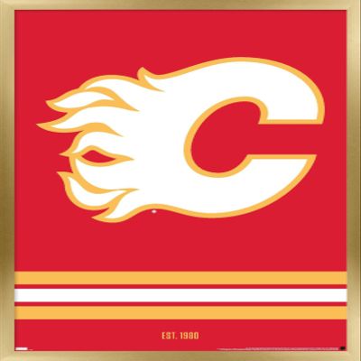 Trends International NHL Calgary Flames - Logo 21 Wall Poster, 22.375" x 34", Gold Framed Version