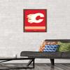 Trends International NHL Calgary Flames - Logo 21 Wall Poster, 14.725" x 22.375", Mahogany Framed Version view 2
