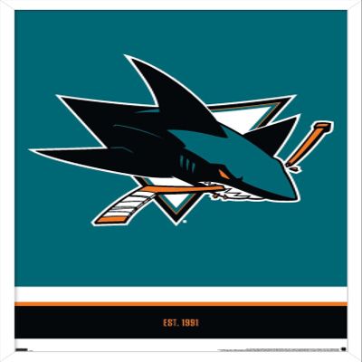 Trends International NHL San Jose Sharks - Logo 21 Wall Poster, 14.725" x 22.375", White Framed Version