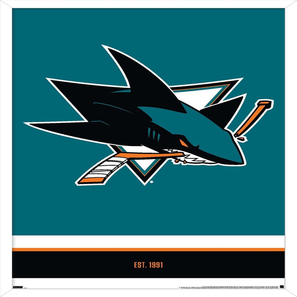 Trends International NHL San Jose Sharks - Logo 21 Wall Poster, 14.725" x 22.375", White Framed Version