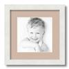 ArtToFrames 8x8 inch Satin White Frame Picture Frame with 2 Inch Single Grey Beige Mat, SingleMat-FRBW26074-8x8-778 view 1