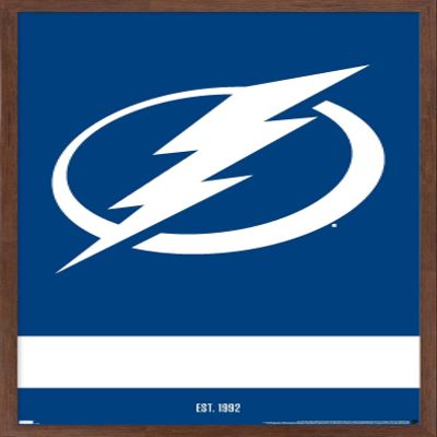 Trends International NHL Tampa Bay Lightning - Logo 21 Wall Poster, 14.725" x 22.375", Mahogany Framed Version