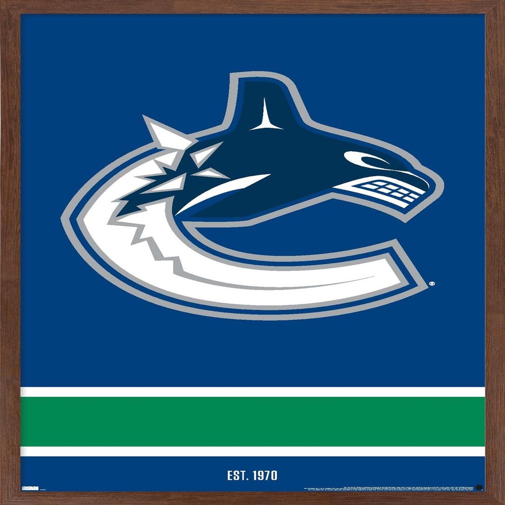 Trends International NHL Vancouver Canucks - Logo 21 Wall Poster, 14.725" x 22.375", Mahogany Framed Version