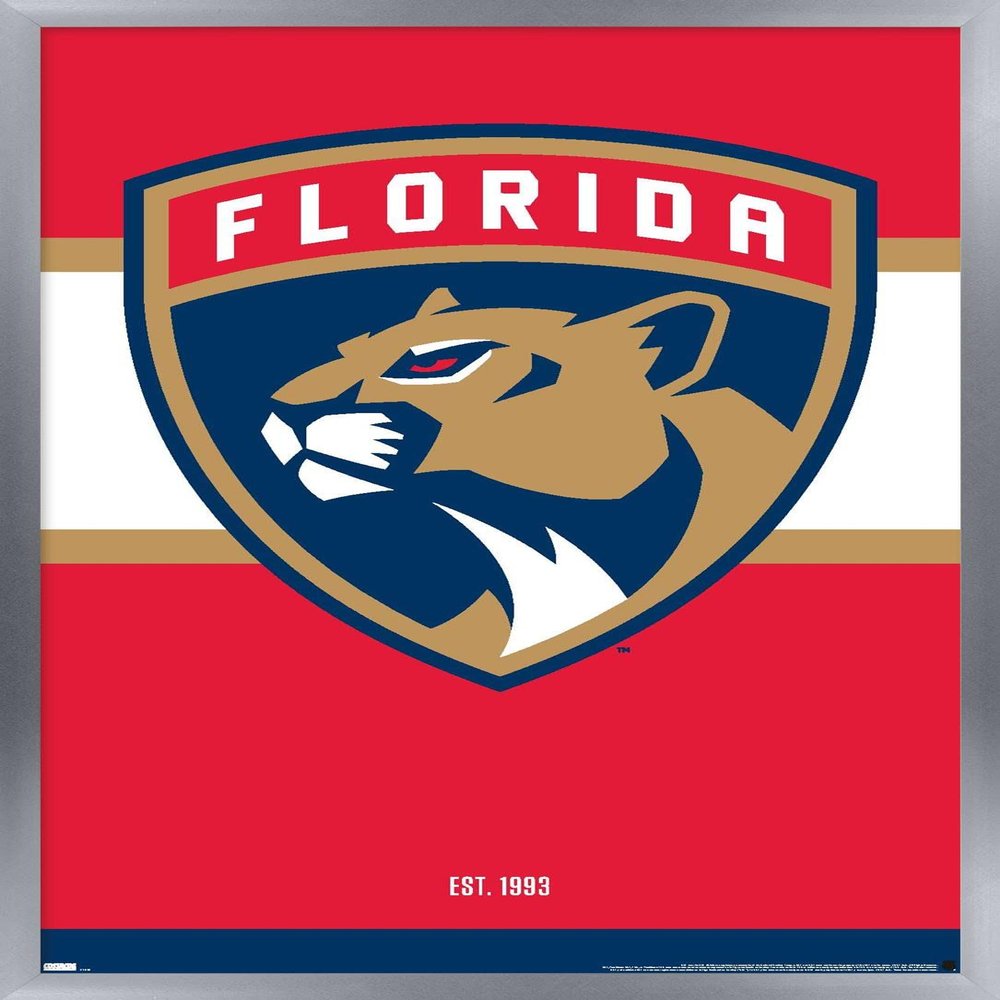 Trends International NHL Florida Panthers - Logo 21 Wall Poster, 22.375" x 34", Silver Framed Version