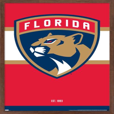 Trends International NHL Florida Panthers - Logo 21 Wall Poster, 22.375" x 34", Mahogany Framed Version