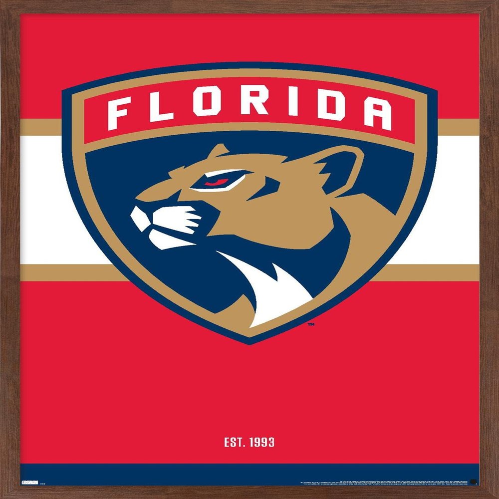Trends International NHL Florida Panthers - Logo 21 Wall Poster, 22.375" x 34", Mahogany Framed Version