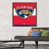 Trends International NHL Florida Panthers - Logo 21 Wall Poster, 22.375" x 34", Mahogany Framed Version view 2