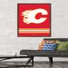 Trends International NHL Calgary Flames - Logo 21 Wall Poster, 22.375" x 34", Mahogany Framed Version view 2