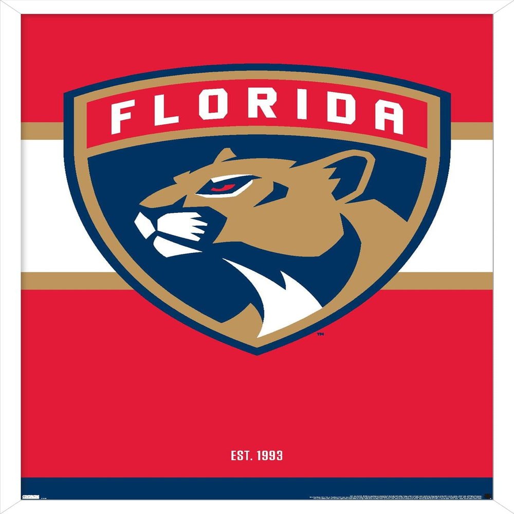 Trends International NHL Florida Panthers - Logo 21 Wall Poster, 22.375" x 34", White Framed Version