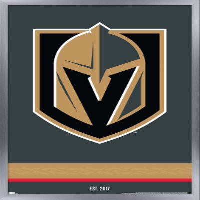 Trends International NHL Vegas Golden Knights - Logo 21 Wall Poster, 22.375" x 34", Silver Framed Version