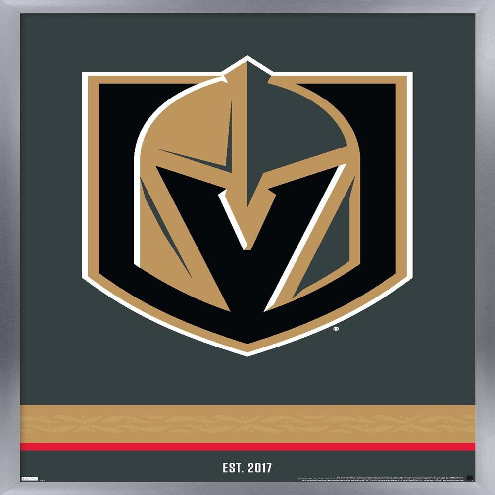 Trends International NHL Vegas Golden Knights - Logo 21 Wall Poster, 22.375" x 34", Silver Framed Version