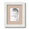 ArtToFrames 4x6 inch Satin White Frame Picture Frame with 2 Inch Single Grey Beige Mat, SingleMat-FRBW26074-4x6-778 view 1