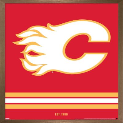 Trends International NHL Calgary Flames - Logo 21 Wall Poster, 22.375" x 34", Bronze Framed Version