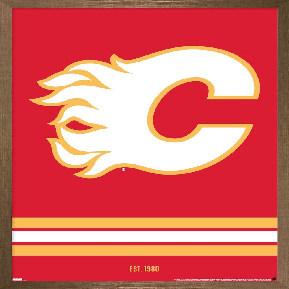 Trends International NHL Calgary Flames - Logo 21 Wall Poster, 22.375" x 34", Bronze Framed Version