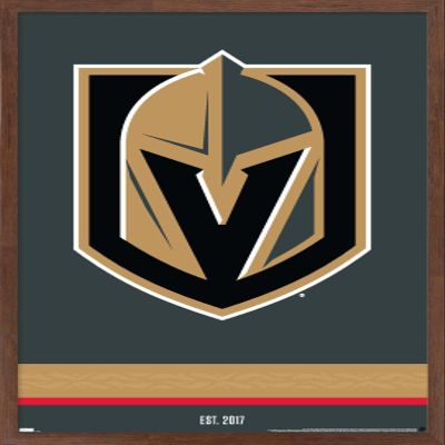 Trends International NHL Vegas Golden Knights - Logo 21 Wall Poster, 22.375" x 34", Mahogany Framed Version
