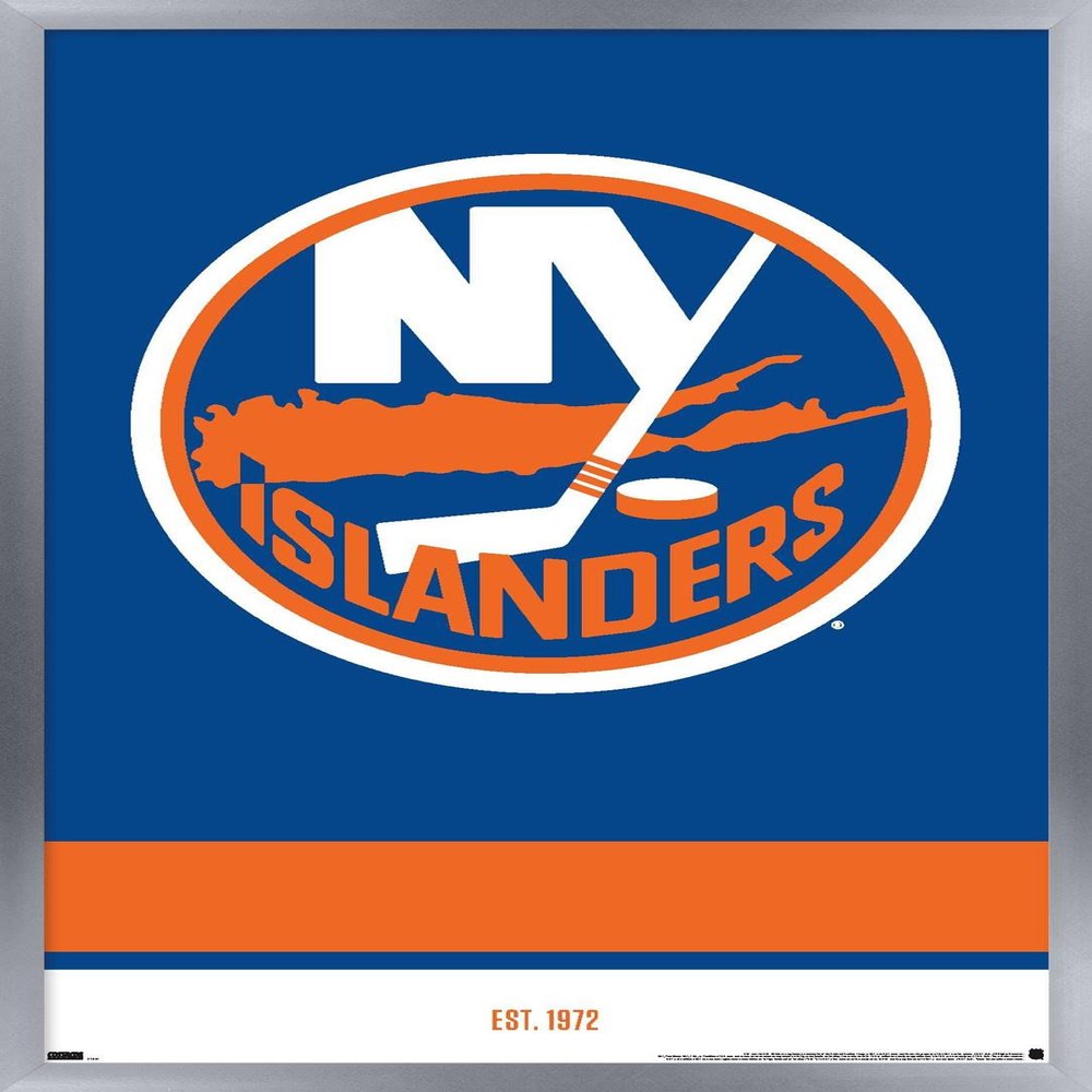 Trends International NHL New York Islanders - Logo 21 Wall Poster, 22.375" x 34", Silver Framed Version