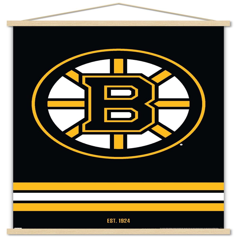 Trends International NHL Boston Bruins - Logo 21 Wall Poster, 22.375" x 34", Premium Print and Beechwood Hanger Bundle