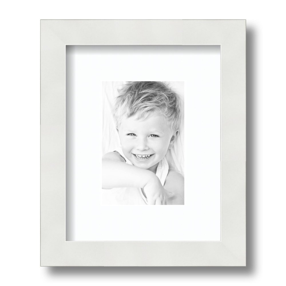 ArtToFrames 4x6 inch Satin White Frame Picture Frame with 2 Inch Single Super White Mat, SingleMat-FRBW26074-4x6-61