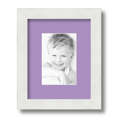 ArtToFrames 4x6 inch Satin White Frame Picture Frame with 2 Inch Single Lavender Mist Mat, SingleMat-FRBW26074-4x6-805