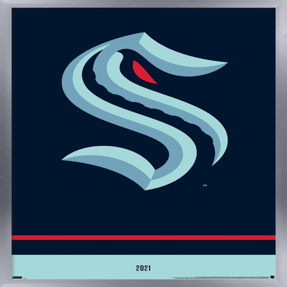 Trends International NHL Seattle Kraken - Logo 21 Wall Poster, 22.375" x 34", Silver Framed Version
