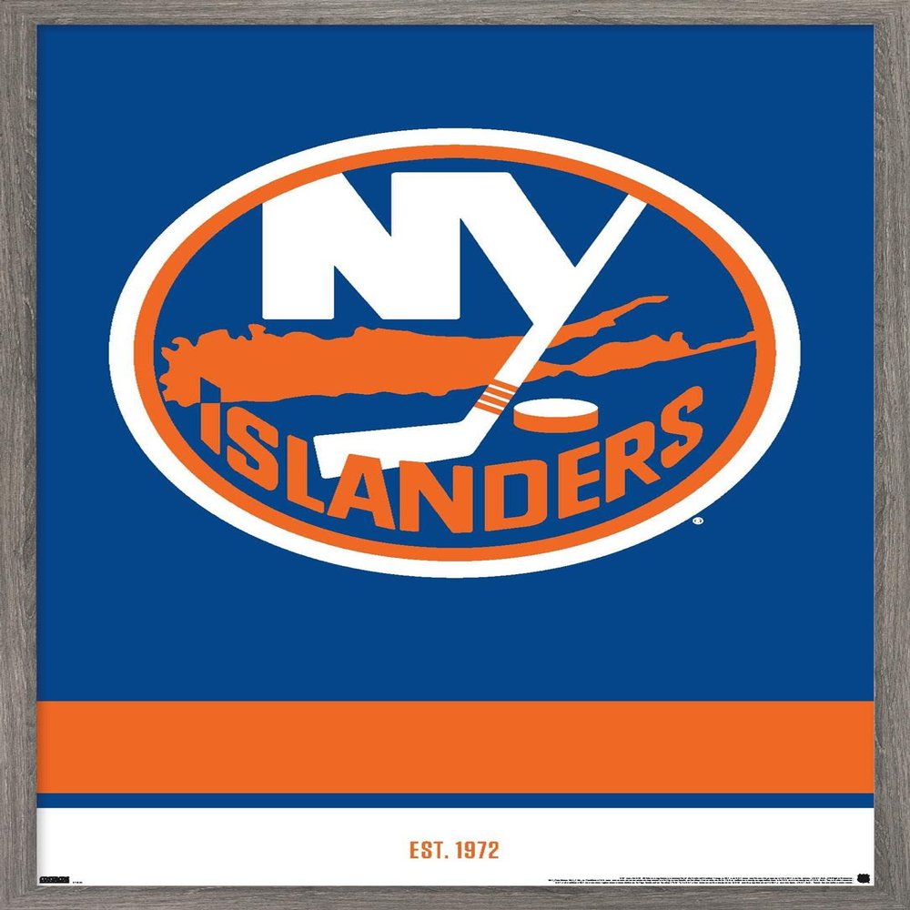 Trends International NHL New York Islanders - Logo 21 Wall Poster, 22.375" x 34", Barnwood Framed Version