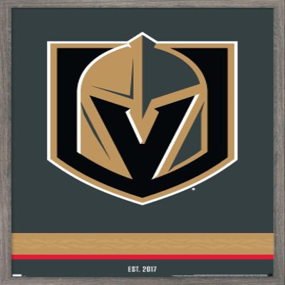 Trends International NHL Vegas Golden Knights - Logo 21 Wall Poster, 22.375" x 34", Barnwood Framed Version