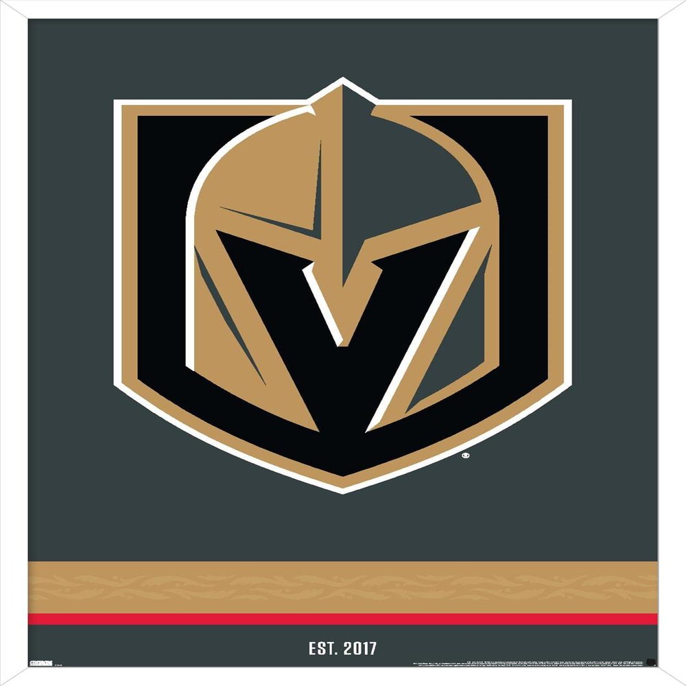Trends International NHL Vegas Golden Knights - Logo 21 Wall Poster, 22.375" x 34", White Framed Version