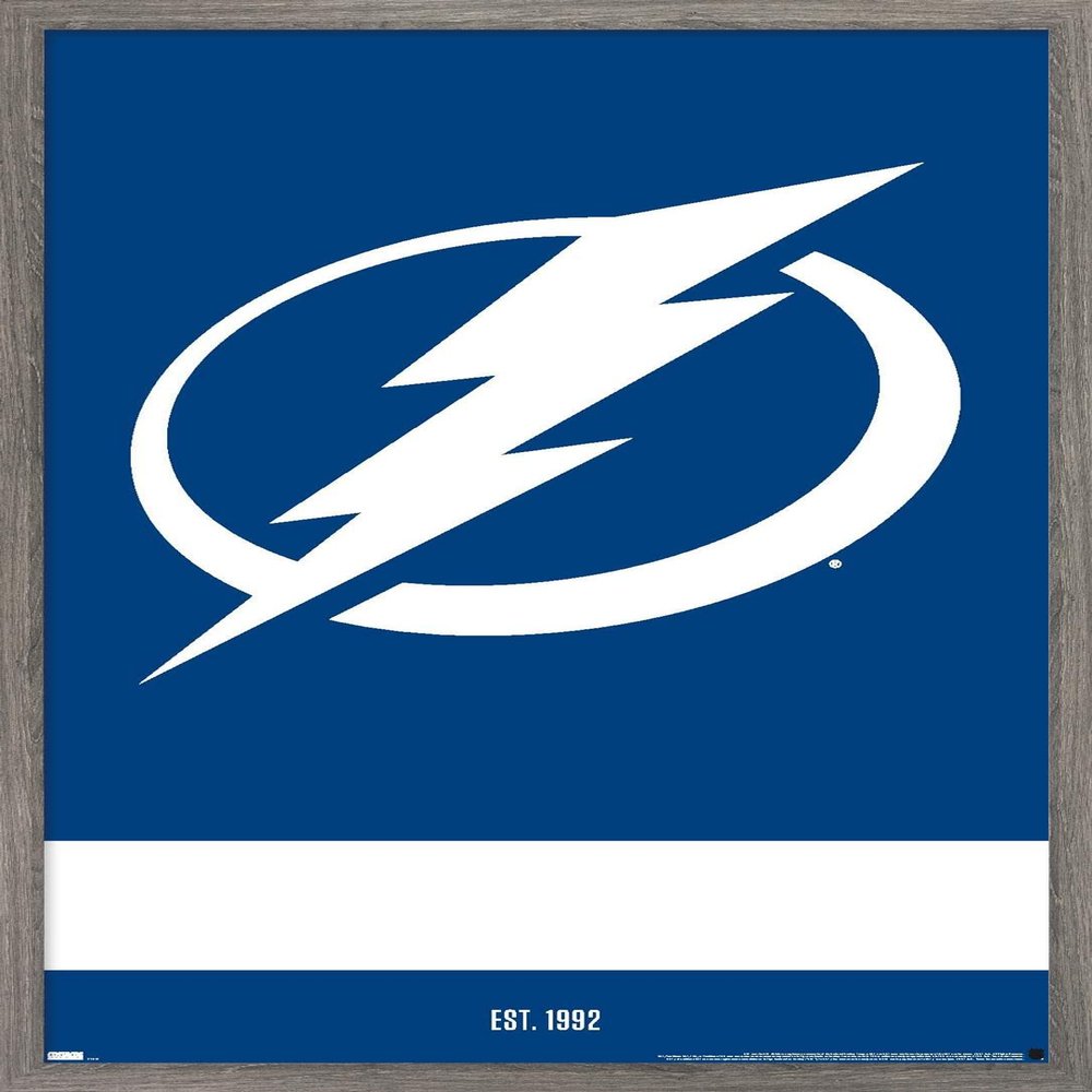 Trends International NHL Tampa Bay Lightning - Logo 21 Wall Poster, 14.725" x 22.375", Barnwood Framed Version