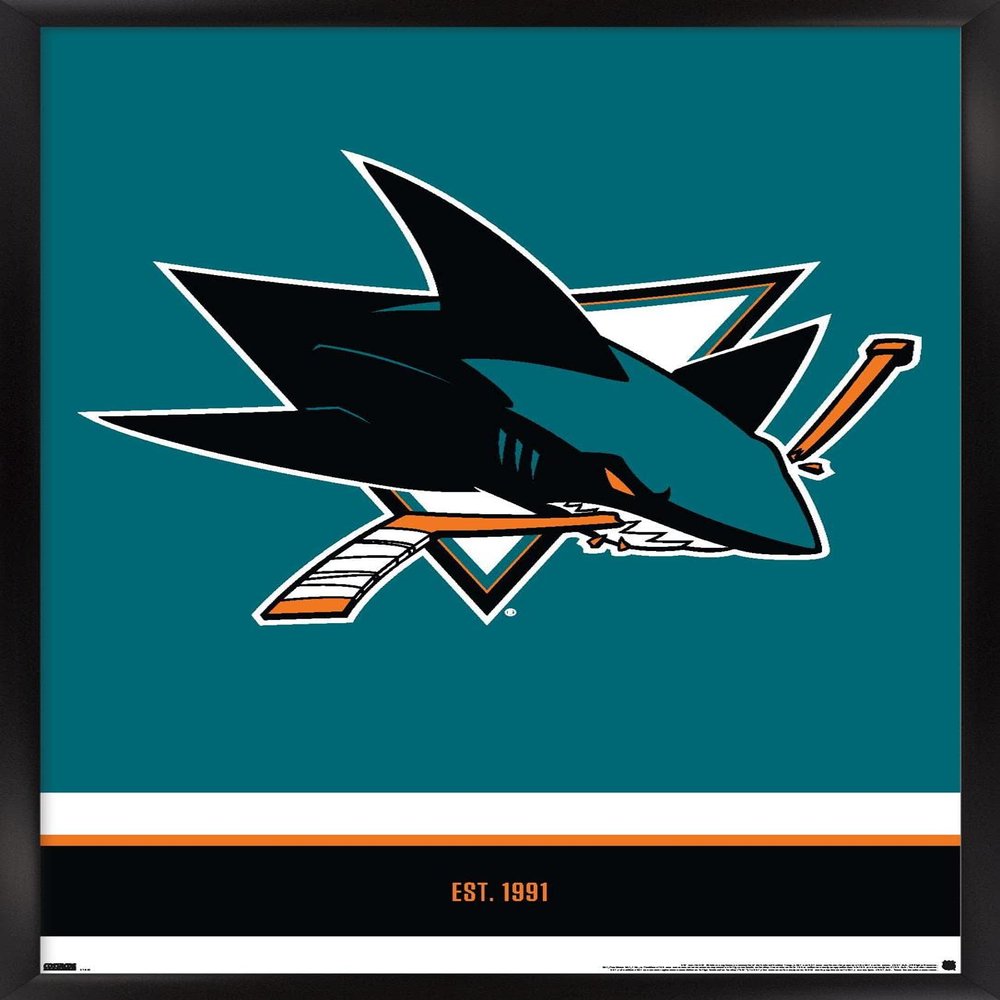 Trends International NHL San Jose Sharks - Logo 21 Wall Poster, 14.725" x 22.375", Black Framed Version