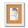 ArtToFrames 4x6 inch Satin White Frame Picture Frame with 2 Inch Single Amber Mat, SingleMat-FRBW26074-4x6-8409 view 1