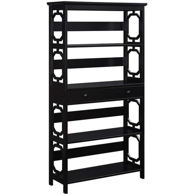 Convenience Concepts Omega 5 Tier Bookcase with Drawer, Black