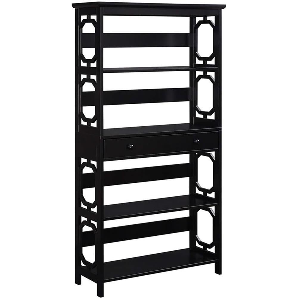 Convenience Concepts Omega 5 Tier Bookcase with Drawer, Black