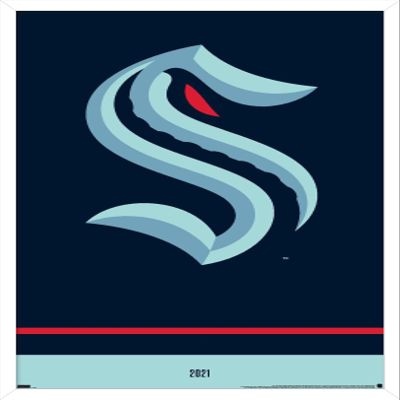 Trends International NHL Seattle Kraken - Logo 21 Wall Poster, 22.375" x 34", White Framed Version
