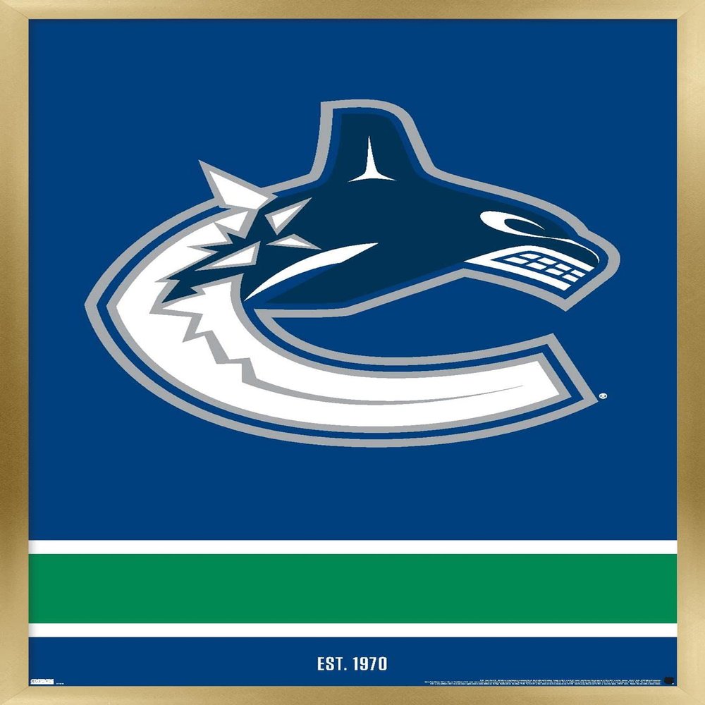 Trends International NHL Vancouver Canucks - Logo 21 Wall Poster, 14.725" x 22.375", Gold Framed Version
