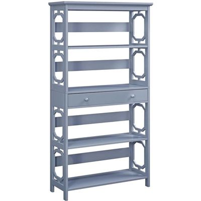 Convenience Concepts 203071GY 5-Tier Bookcase with Drawer, Gray