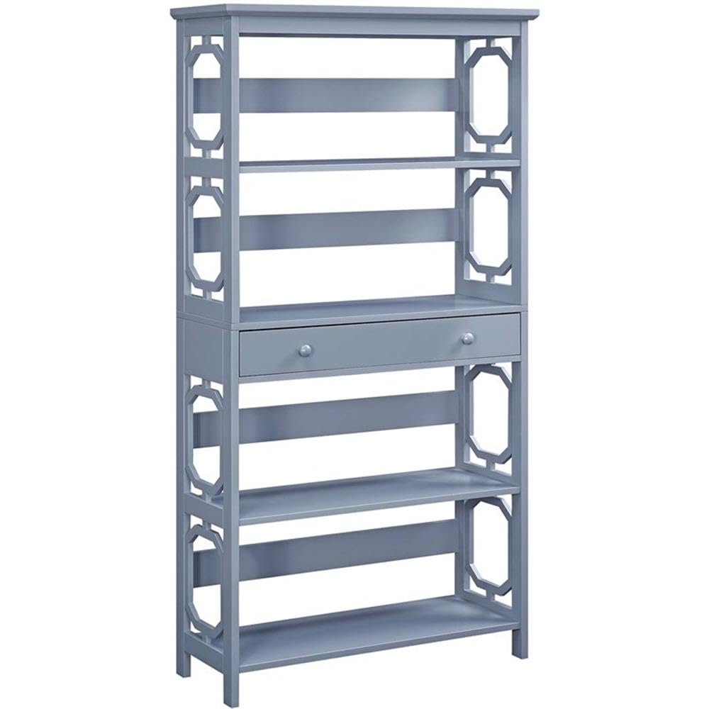 Convenience Concepts 203071GY 5-Tier Bookcase with Drawer, Gray