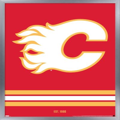 Trends International NHL Calgary Flames - Logo 21 Wall Poster, 22.375" x 34", Silver Framed Version