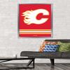 Trends International NHL Calgary Flames - Logo 21 Wall Poster, 22.375" x 34", Silver Framed Version view 2