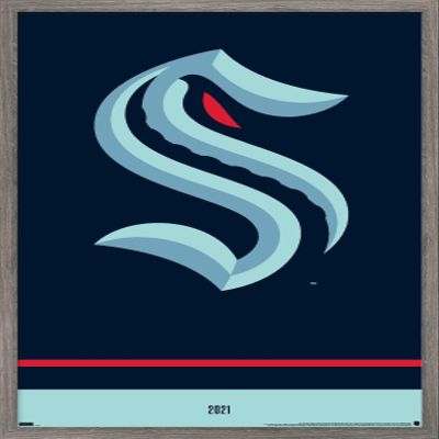 Trends International NHL Seattle Kraken - Logo 21 Wall Poster, 22.375" x 34", Barnwood Framed Version